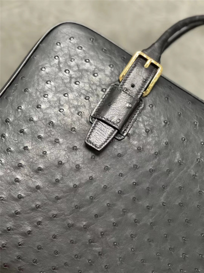 Authentic Real True Ostrich Skin Businessmen Briefcase Laptop Purse Bag Genuine Exotic Leather Male Working Handbag
