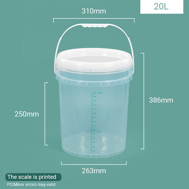 20L Plastic Bucket Container With Scale Ruler Handle Lids Food Grade 5 Gallon Bucket