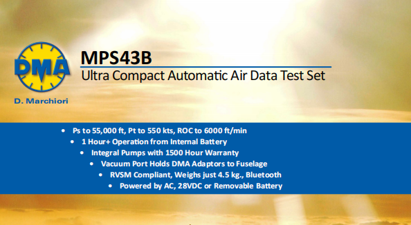 DMA Atmospheric Digital Pitot Static Air Data Tester Set MPS43B