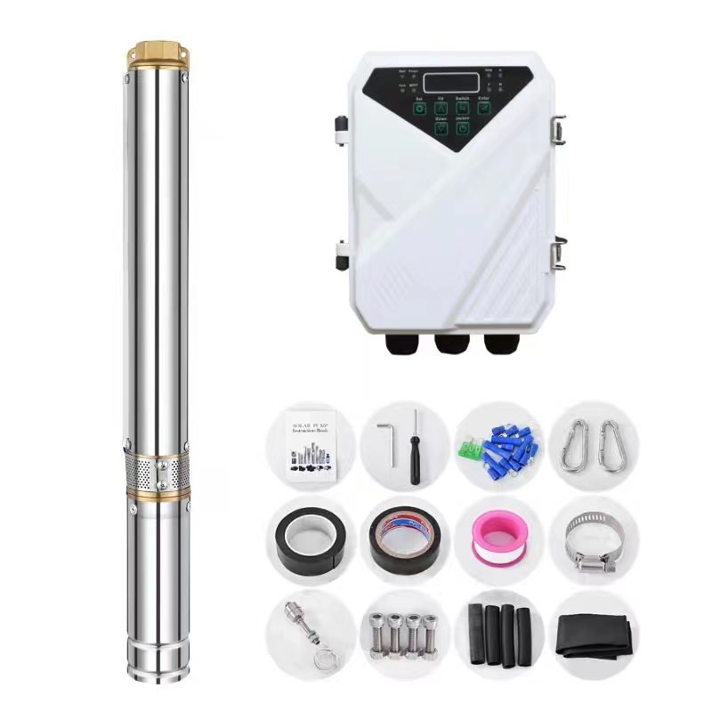 64m Max Head 1.7m3/H Deep Well Solar Water Pumping System Submersible Dc Solar Water Pumps Complete Set