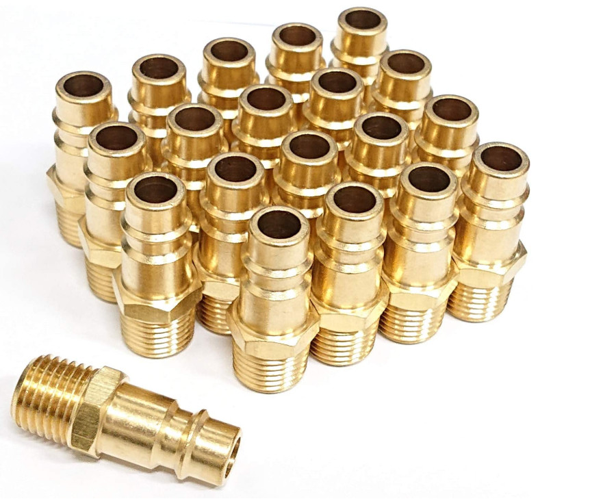 V Style 1/4 Inch NPT Quick Connect Air Fittings , Solid Brass Male Plug