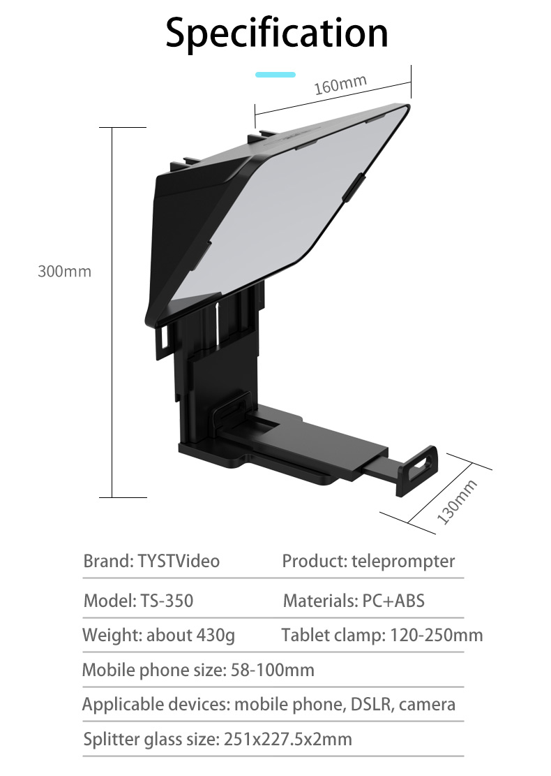 TYSTVideo Universal Mobile Phone Teleprompter for Tik Tok Live Lightweight and Portable