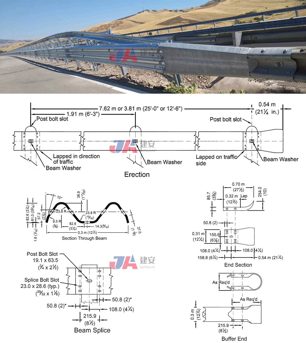 Road Traffic Safe W Beam Highway Guardrail with Hot Dippe Galvanized Coating Sale