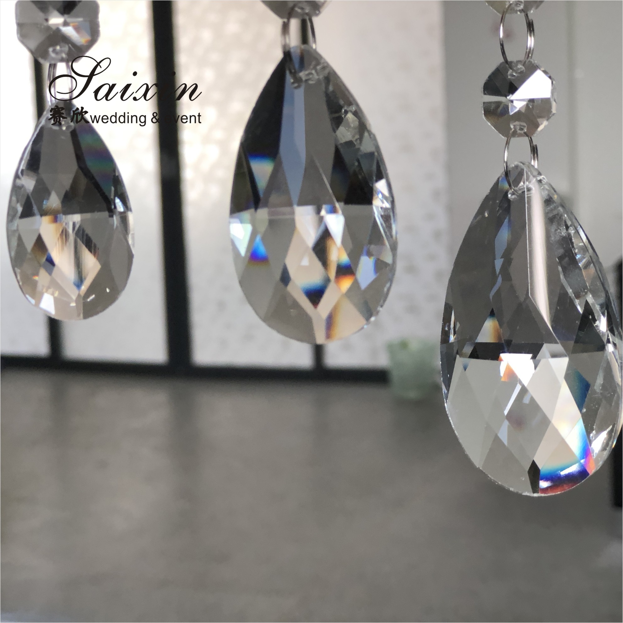 Clear K9 Crystal Chandelier Prism Lamp Octagon Bead Chain Christmas Wedding Pendant