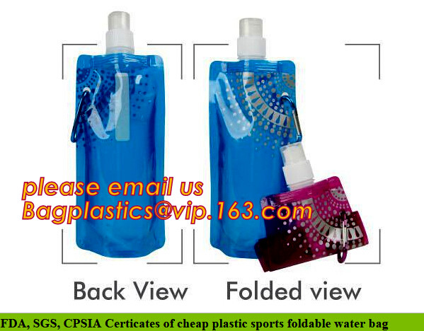 500ml can folding water bottle foldable water bag WITH hook,Kids Foldable Drinking Bottle/Collapsible Water Bag 16oz pac