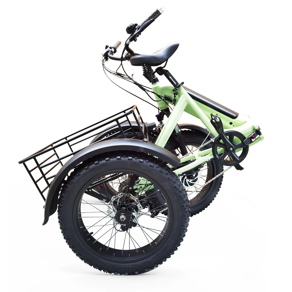 Aluminum Alloy Frame 3 Wheel Electric Tricycle Folding 20 Inch Fat Tire Electric Cargo Bike