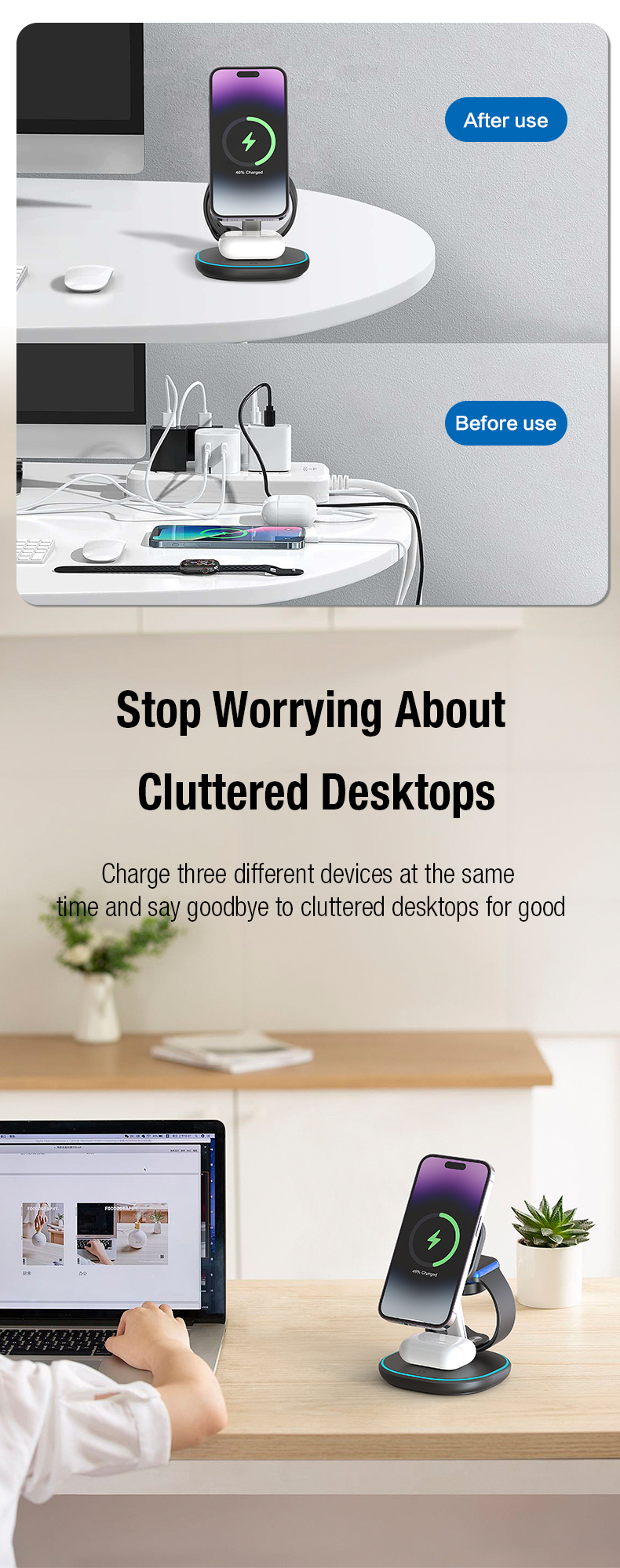 Fast Wireless Charger Dock with Holder Multi-function Integrated and Logo 500PC Free