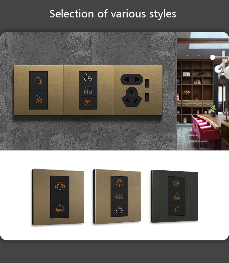 RS485 Protocol Wall Light Switch Backlight Style Push Button Power Switch
