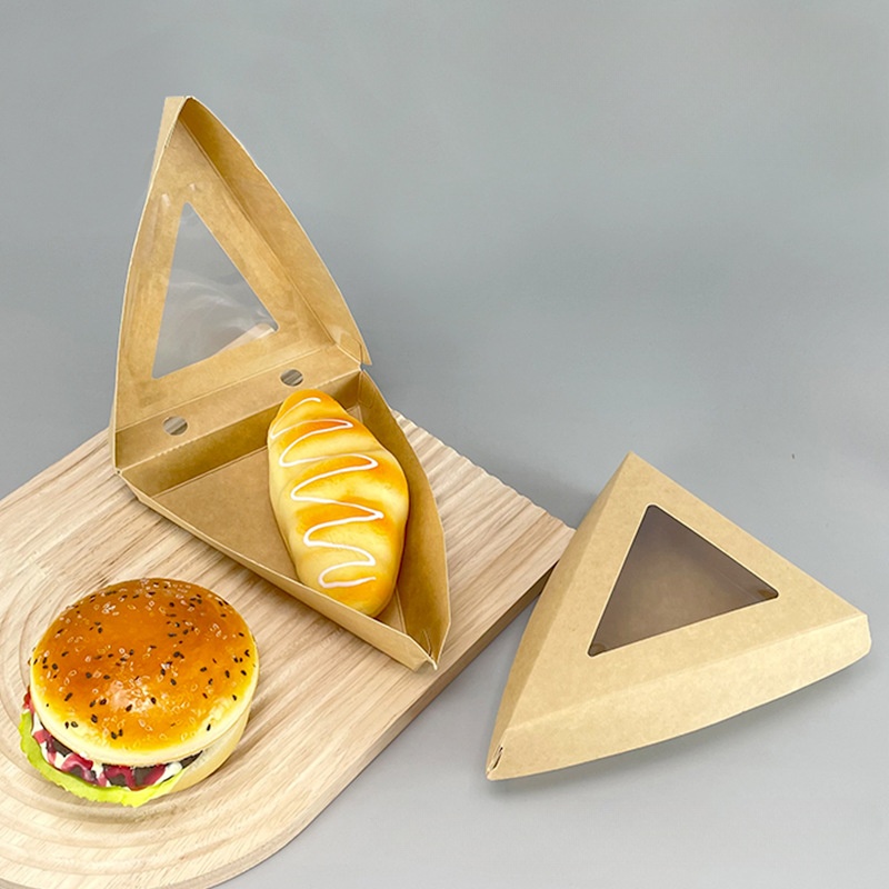 Square Brown Kraft Paper Box With Window for Custom Food Packaging Printing Handling