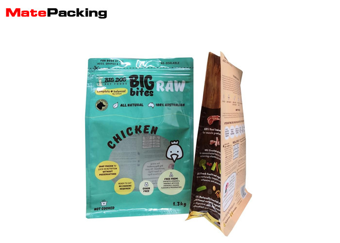Food Grade Flat Bottom Pet Food Packaging Bags With Zipper / Clear Window