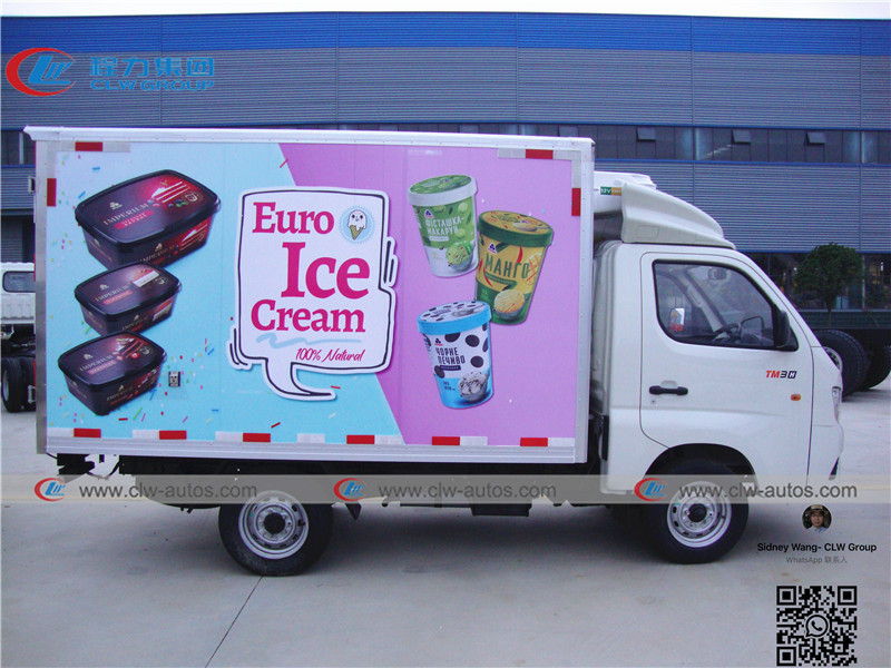 Mini Foton 1 - 2T Gasoline Refrigerated Box Truck for Fresh Meat