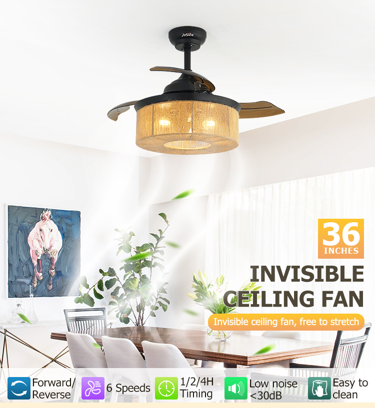 36 inch Small Size Ceiling Fan with Remote and Air Conditioning LED Lighting Function