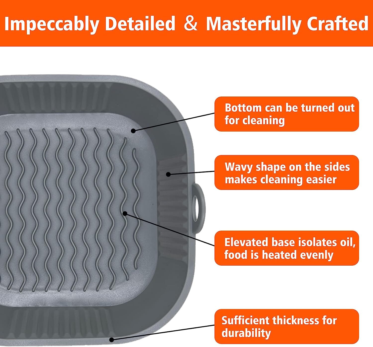 Lightweight Silicone Tray For Air Fryer Waterproof Anti Slip