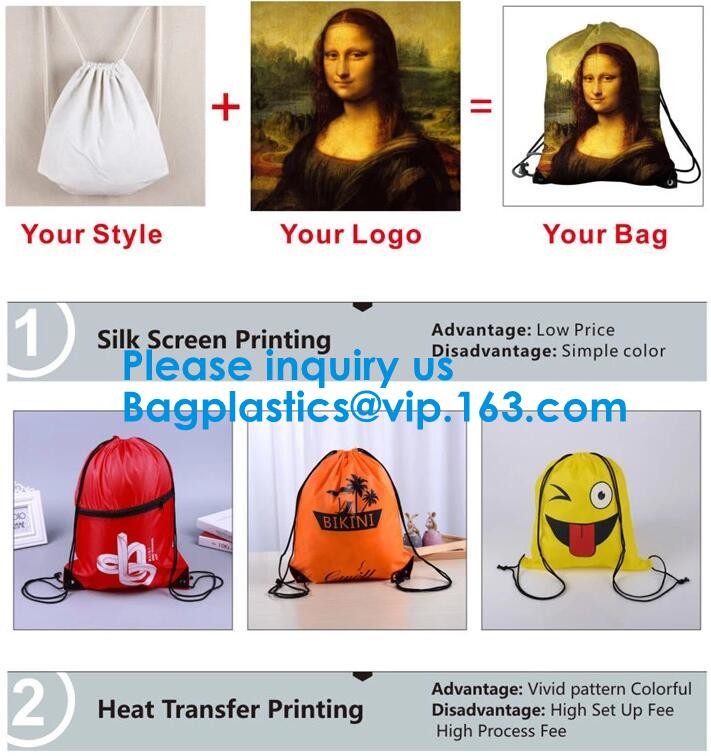 Sport Gym Drawstring Backpack Polyester Draw String Bags,Dacron Drawstring Backpack Shoulder Bags, bagease, bagplastics