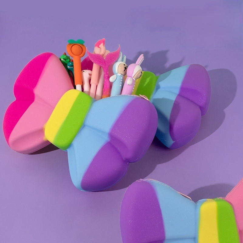 Customized BPA Free Silicone Pencil Case Pencil Pouch For Kid Birthday Christmas Gift Makeup Bag Crossbody Shoulder Bag