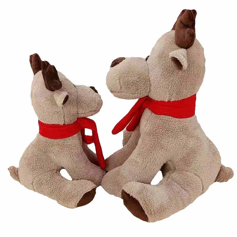 PP Cotton Filled 25cm Red Scarf Christmas Reindeer Plush Toy