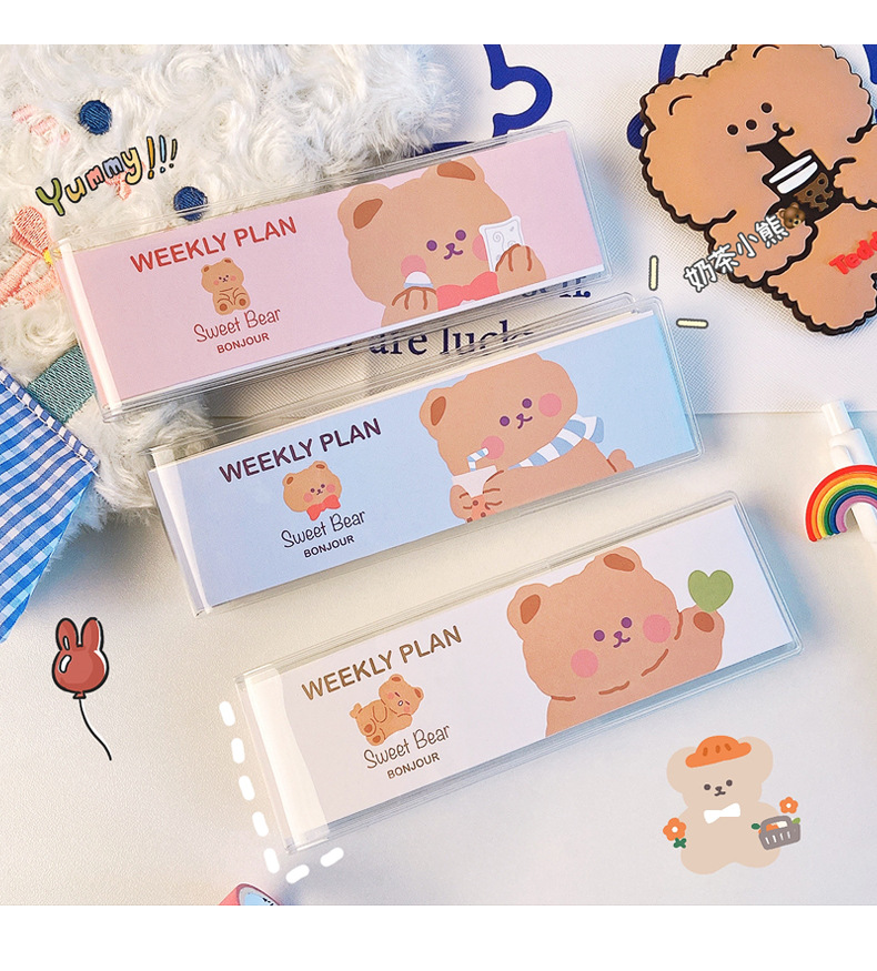 Cartoon Bear Week Plan Lovely Portable Mini Pocket Book Korean Ins Style Student Notepad