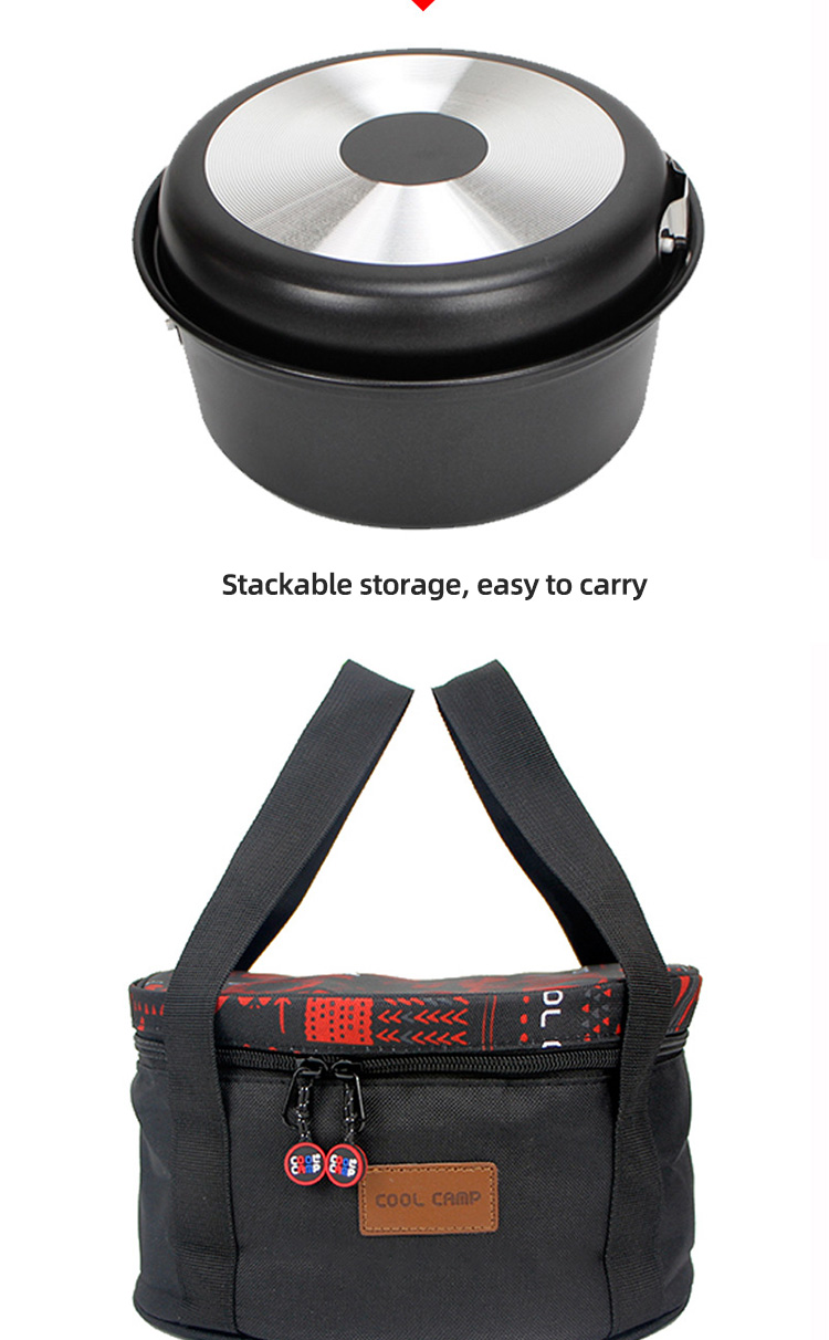 Black Outdoor Cookware Set Unbreakable For Camping With Handle
