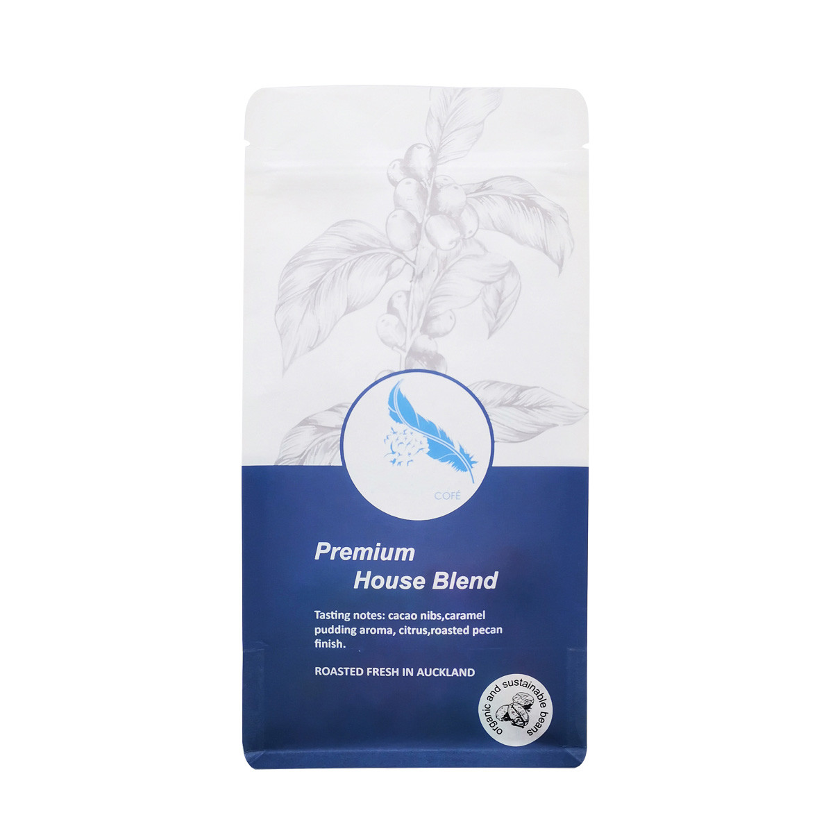 500g 1lb Kraft Paper Foil Lined Side Gusset Flat Bottom Coffee Bags With Valve And Front Zipper