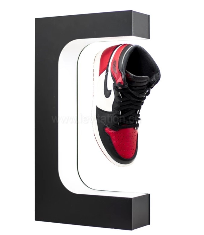 factory customize led light magnetic levitation pop sneaker shoes display racks