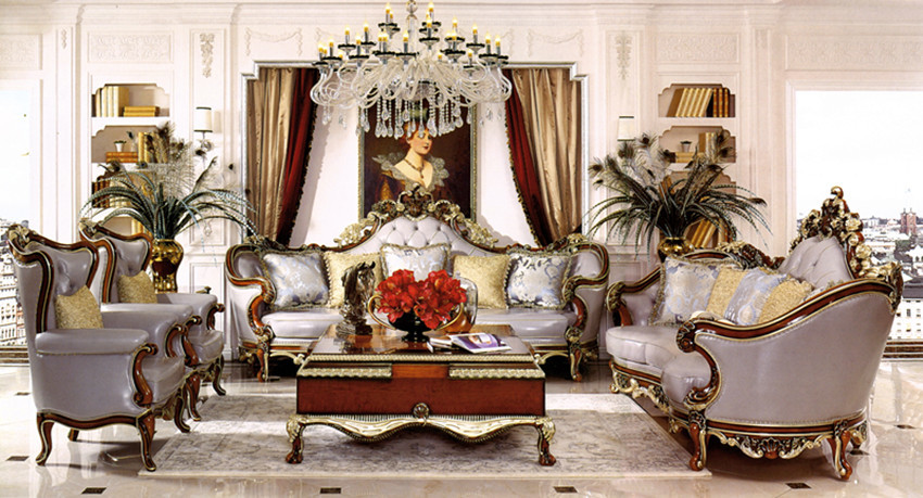 New Design Antique Sofa European Style Classic Genuine Fabric Sofa Sets