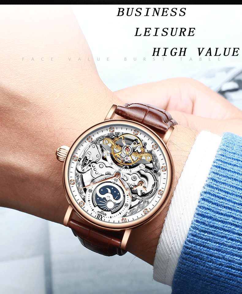 KINYUED Tourbillon mechanical movement watches men luxury brand automatic luxury watch