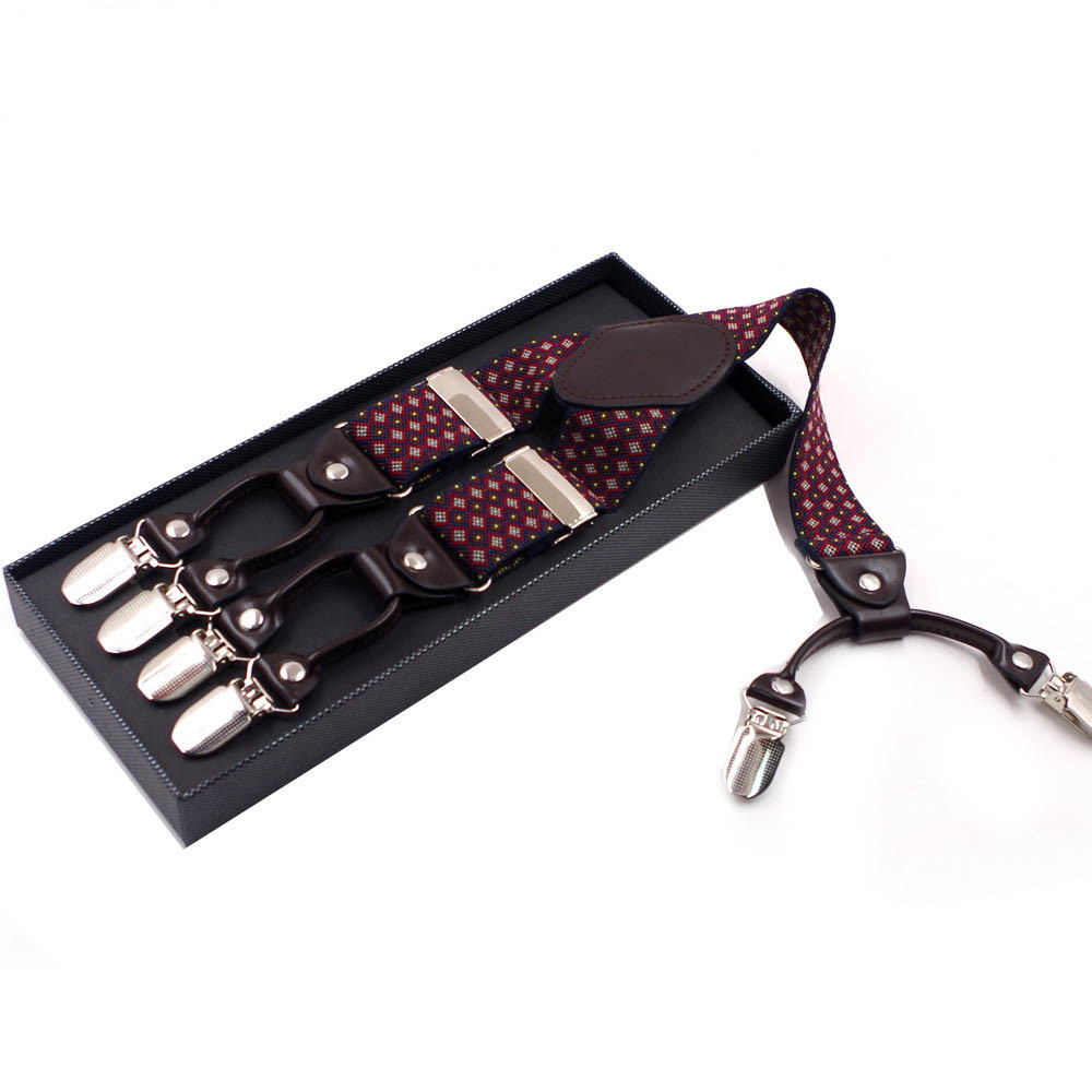 6 Iron Elastic Strap Clip 3.5cm Mens Leather Suspenders Vintage
