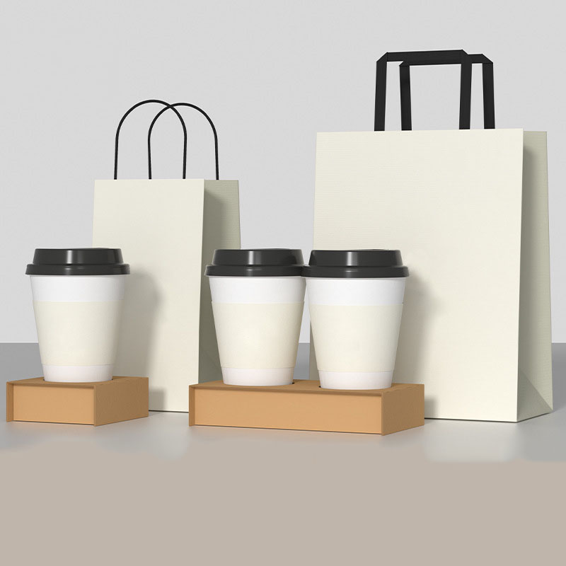 Custom Recyclable Paper Flat Bottom Kraft Paper Shopping Bag for Tea Coffee Packaging