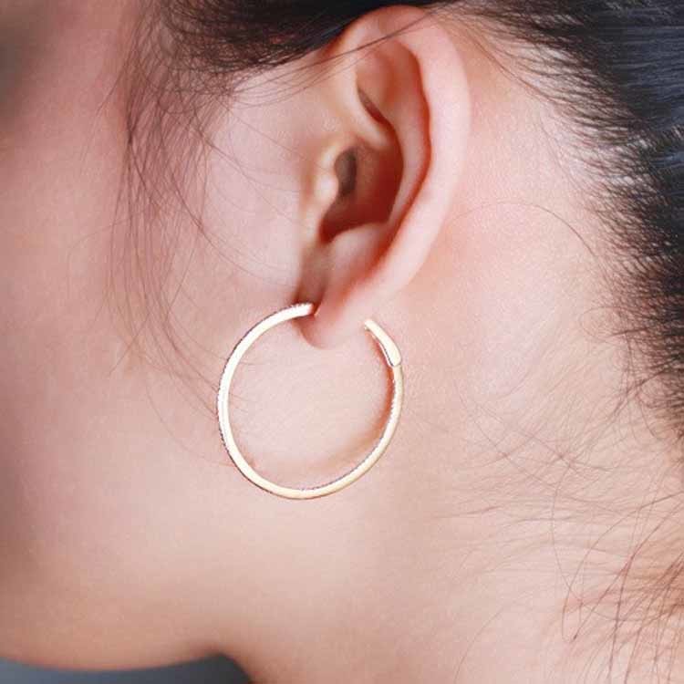 18K Rose Gold 0.33 carat Diamonds Hoop Earrings for Women Gift (GDE017)