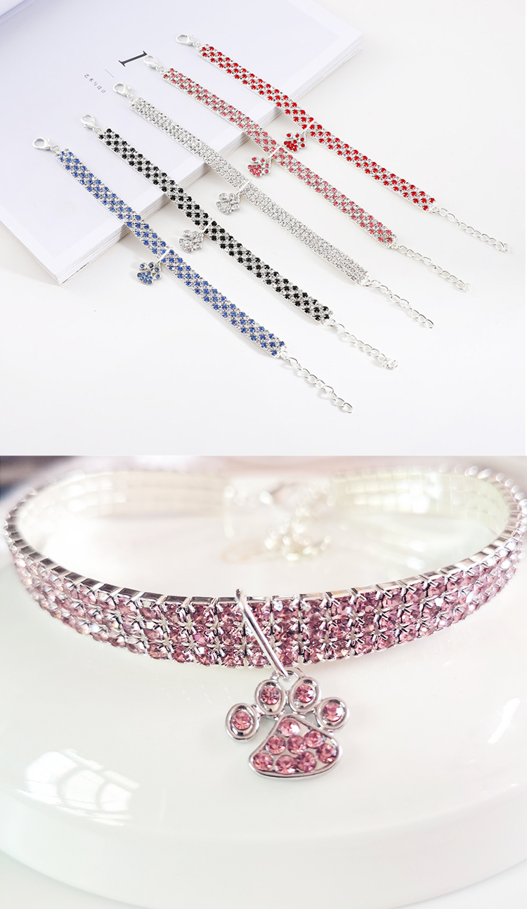 Rhinestone Cat Diamond Collar Blue Red Diamond Collar Necklace For Dogs