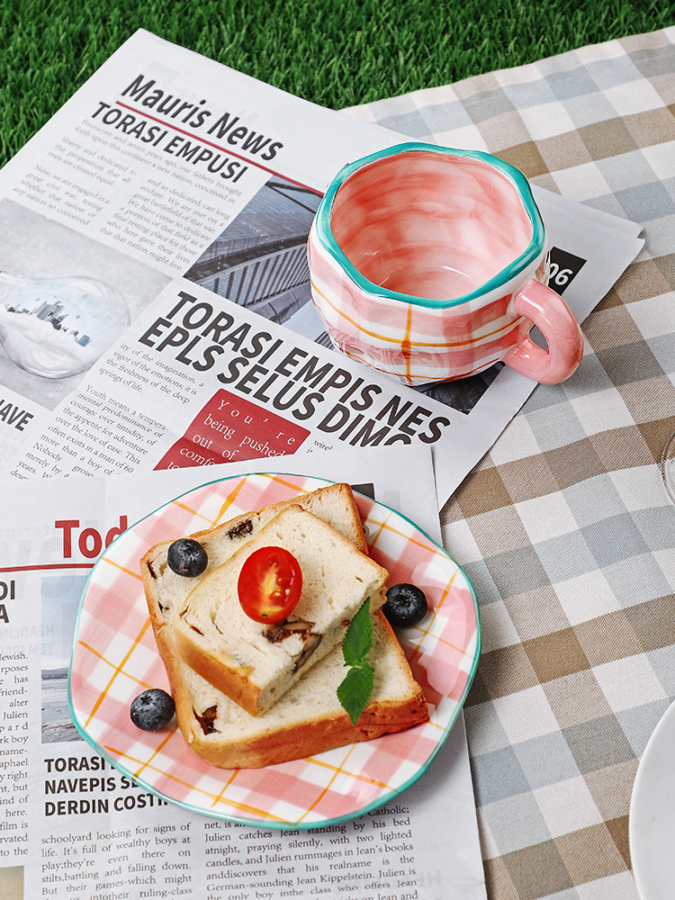 ins ceramic mug handmade irregular 10oz customised coffee cup and saucer afternoon tea ceramic cup retro stoneware mug