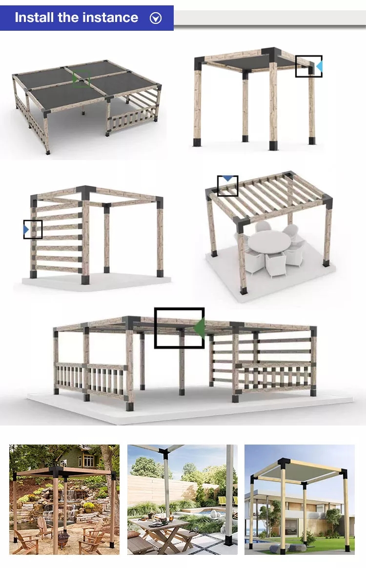 Q235B 2mm Thickness Outdoor DIY Project 4x4 6x6 Modular Cross Pergola Post Base Kits