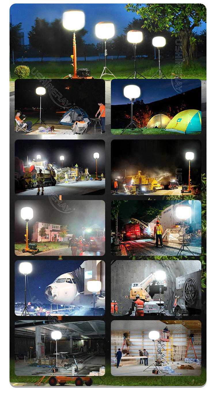 Events Telescopic Towable Light Tower 500W LED Balloon Mobile Light Tower For Big Events