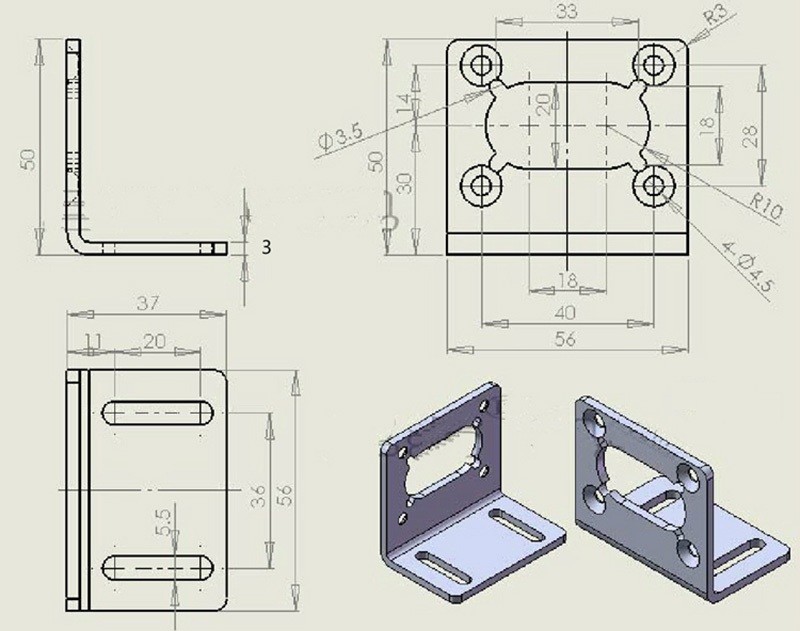 L Shaped 12v Dc Motor Mounting Bracket For 5840 31zy Gear Motor