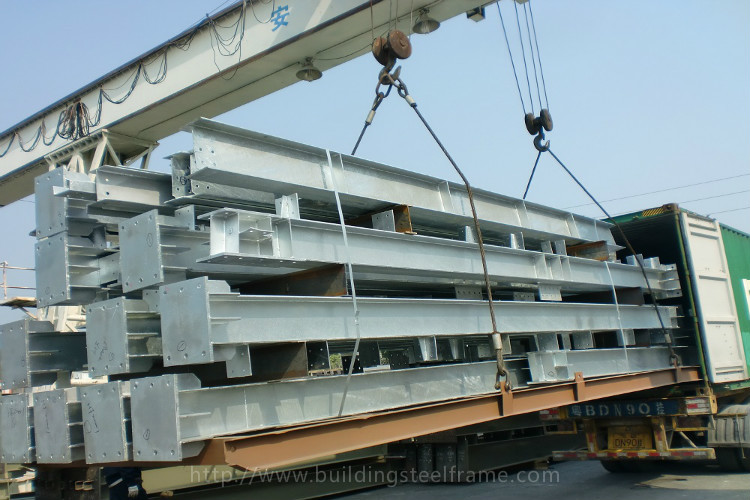 S275 Material Garage Steel Frame , Industrial Garage With Hot Dipped Galvanizing