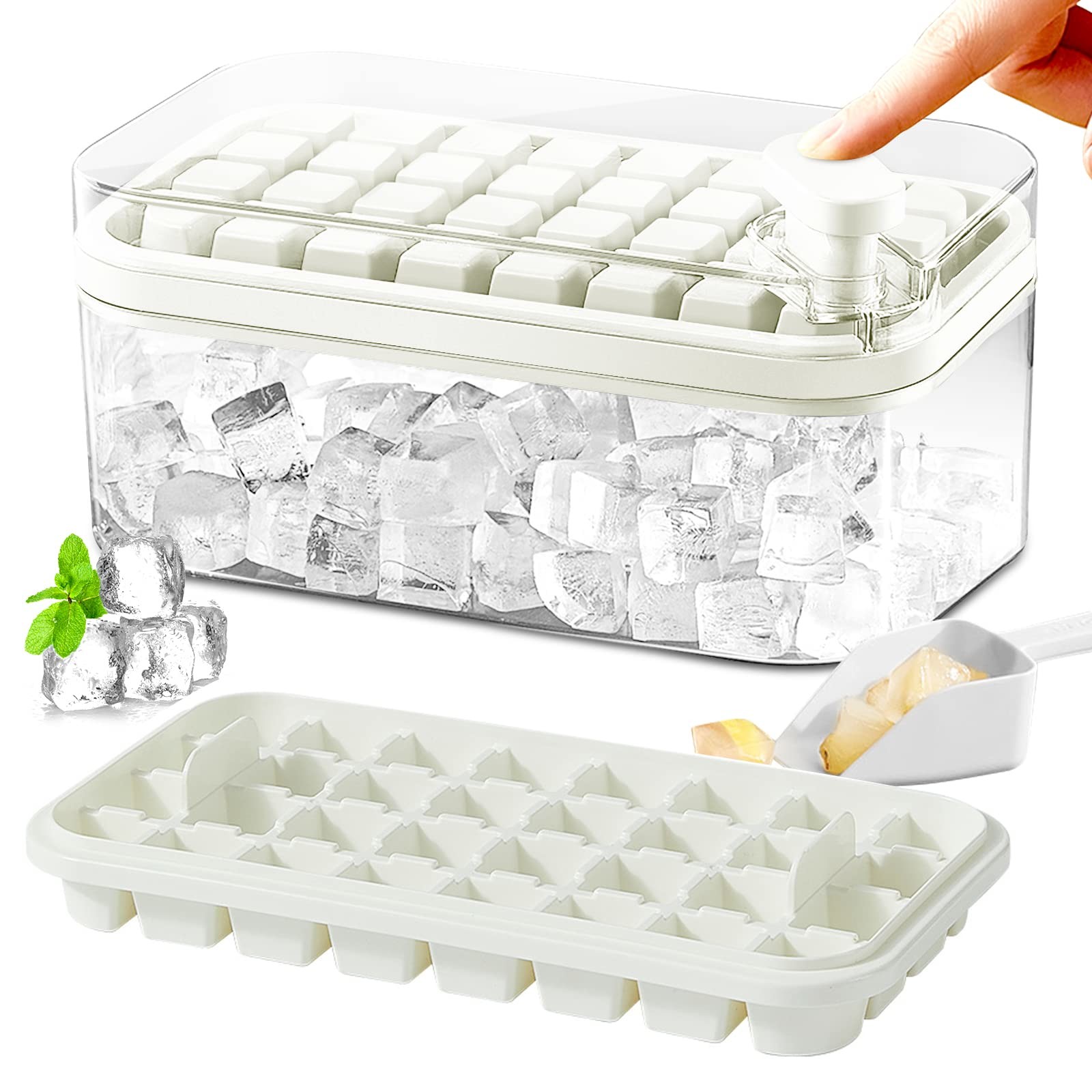 Ice Cube Trays With Lid And Bin Ice Cube Tray Mold For Whiskey Cocktail Juice Coffee