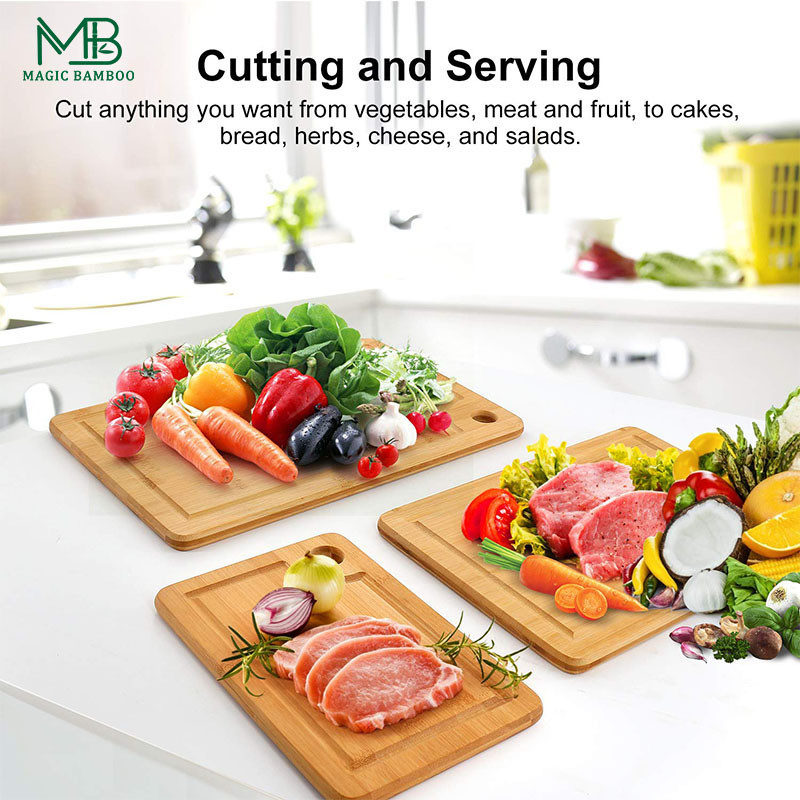 Bamboo Cutting And Serving Boards With Holder