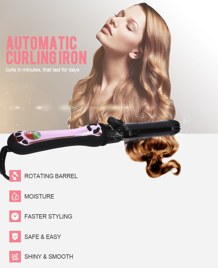 Deep Wave Ceramic Auto Rotating Hair Curler Fast Heating Ptc