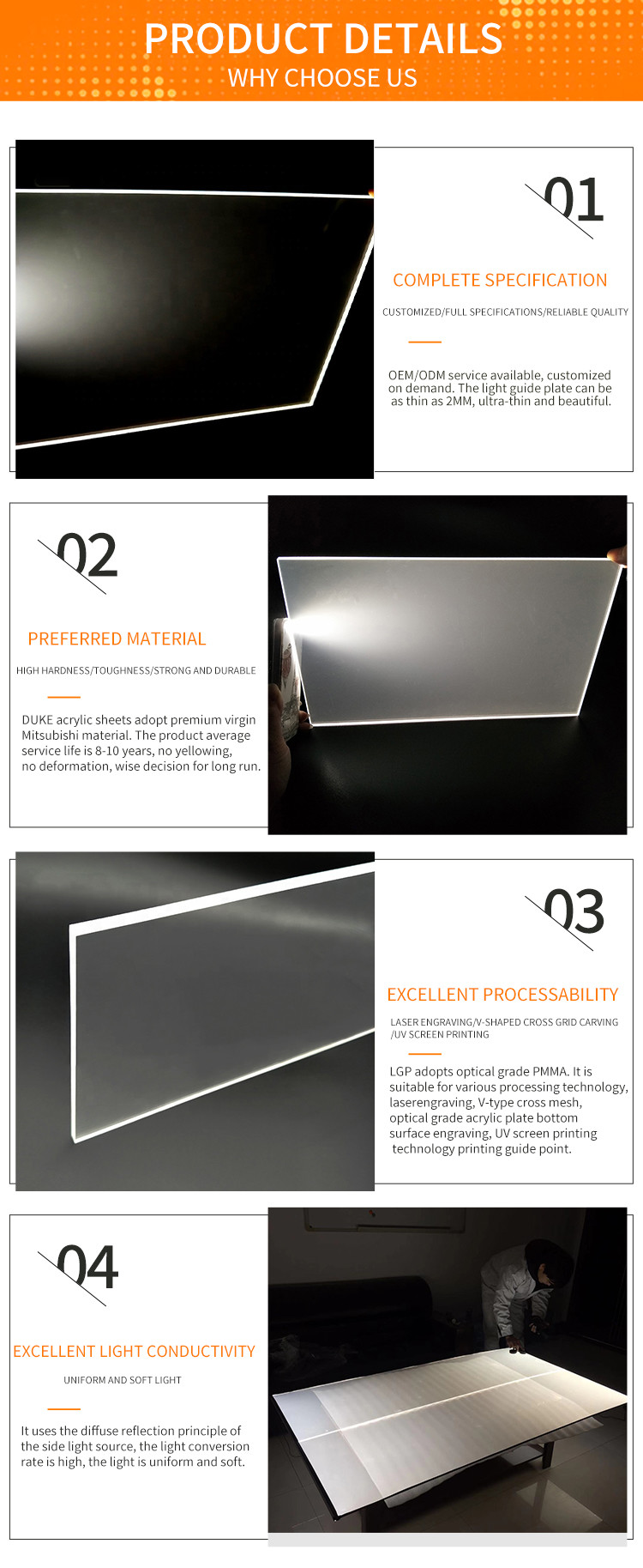Customized LGP Acrylic Sheet without Dotting for Superior Light Transmission