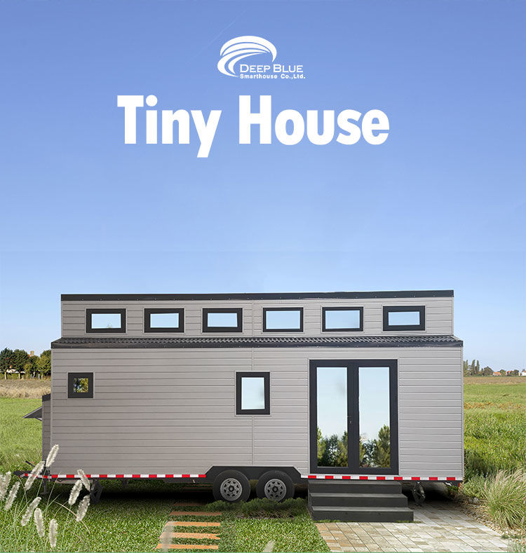 Light Steel Prefab Tiny House With Metal PU Sandwich Panel Wall And Trailer