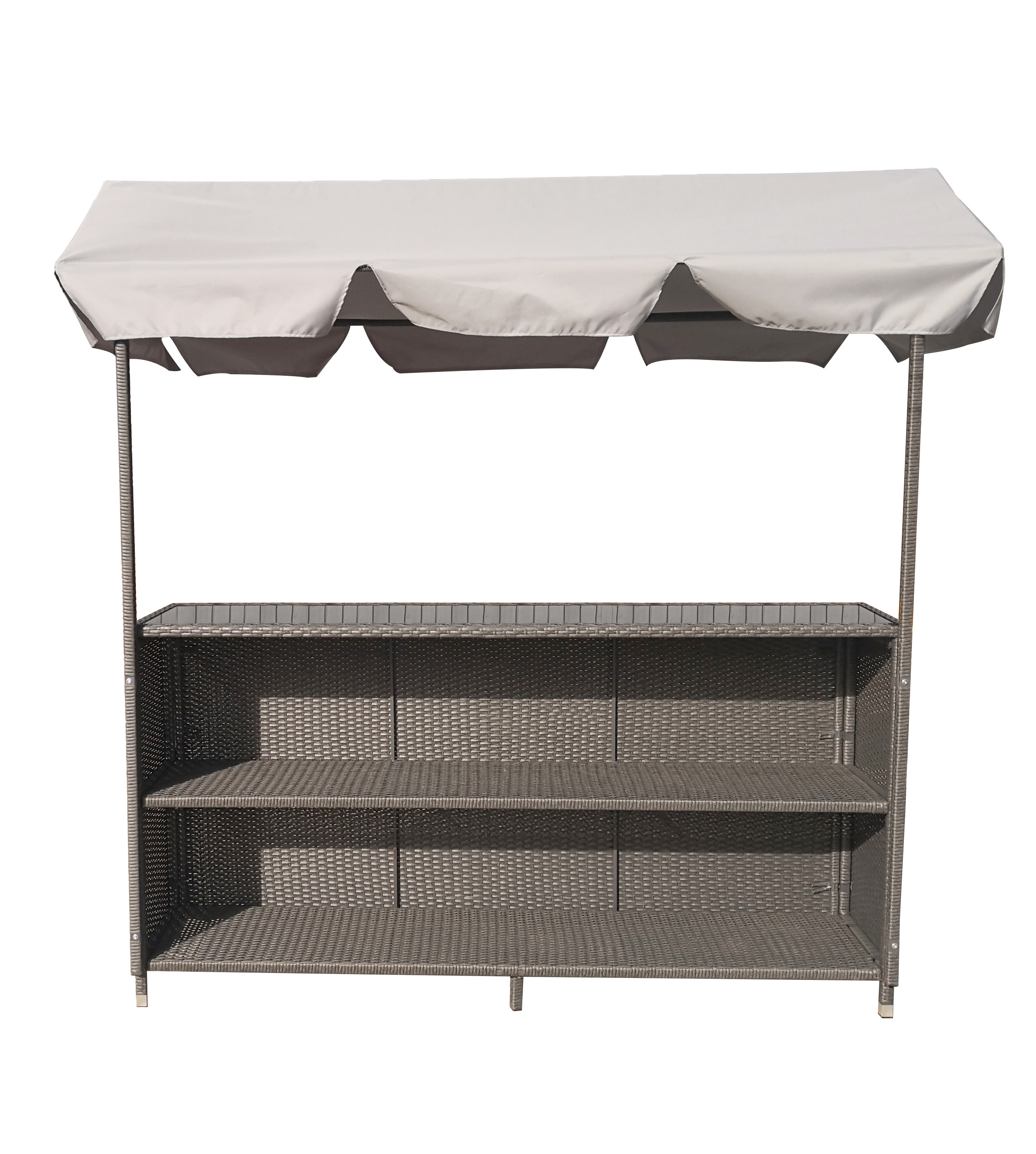 Rattan Effect Night Club Bar Counter Tiki Outdoor Rattan Bar Furniture With Roof Garden Rattan Table Bar Table Canopy