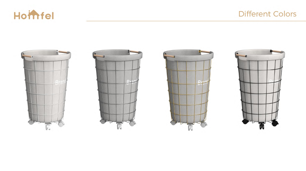 Household Wire Laundry Hamper With Wheels Metal Clothes Hamper 400x419x583mm