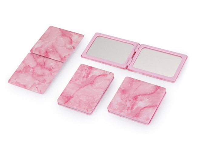 Marble Engraved Handbag Compact Mirror Decorative Silver Stamping Pantone