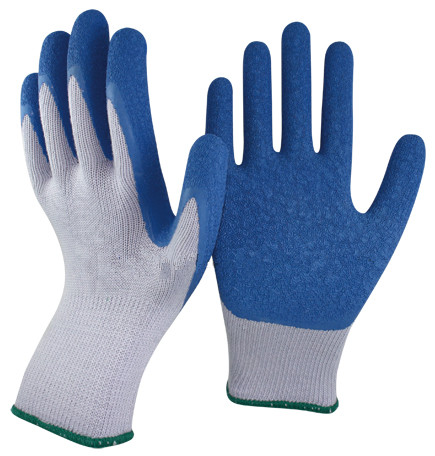 Green Polyester Latex Foam Gloves Breathable Wearable Builders Latex Gloves