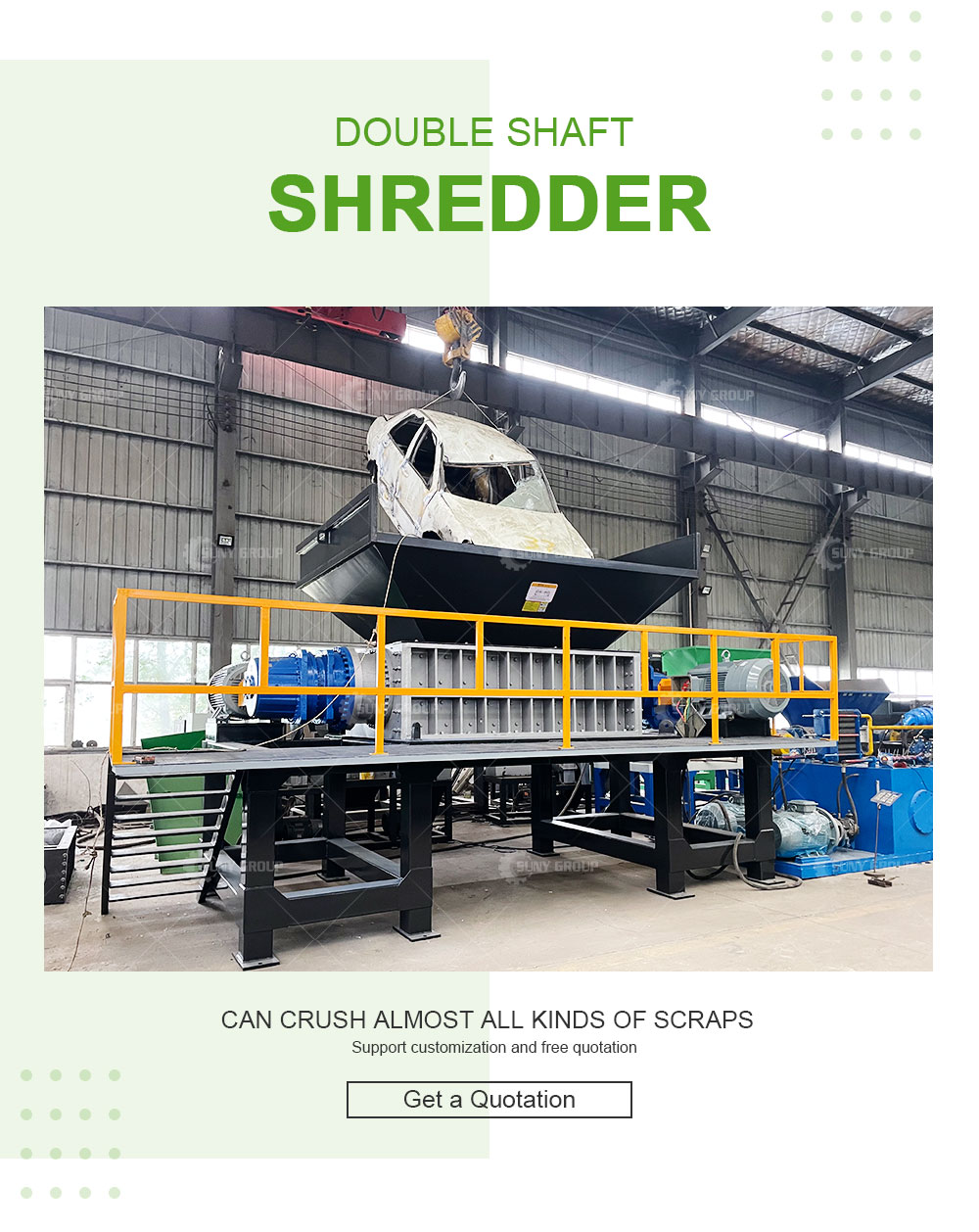 15000W Scrap Metal Plastic Wood Glass Shredder Crusher Recycling Machine