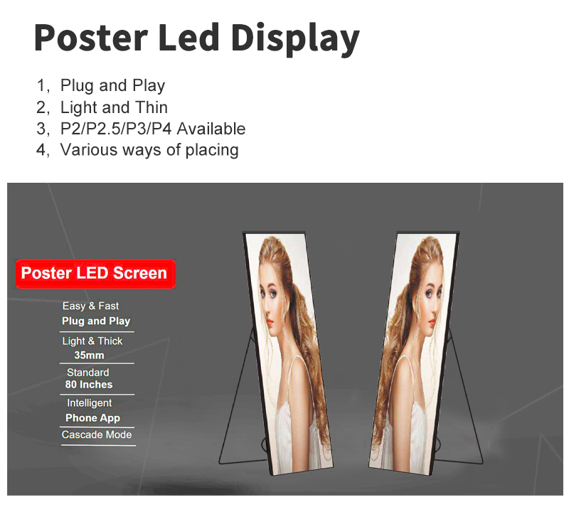 Portable Smart Advertising LED Poster Display HD Video Mirror LED Screen LED Display