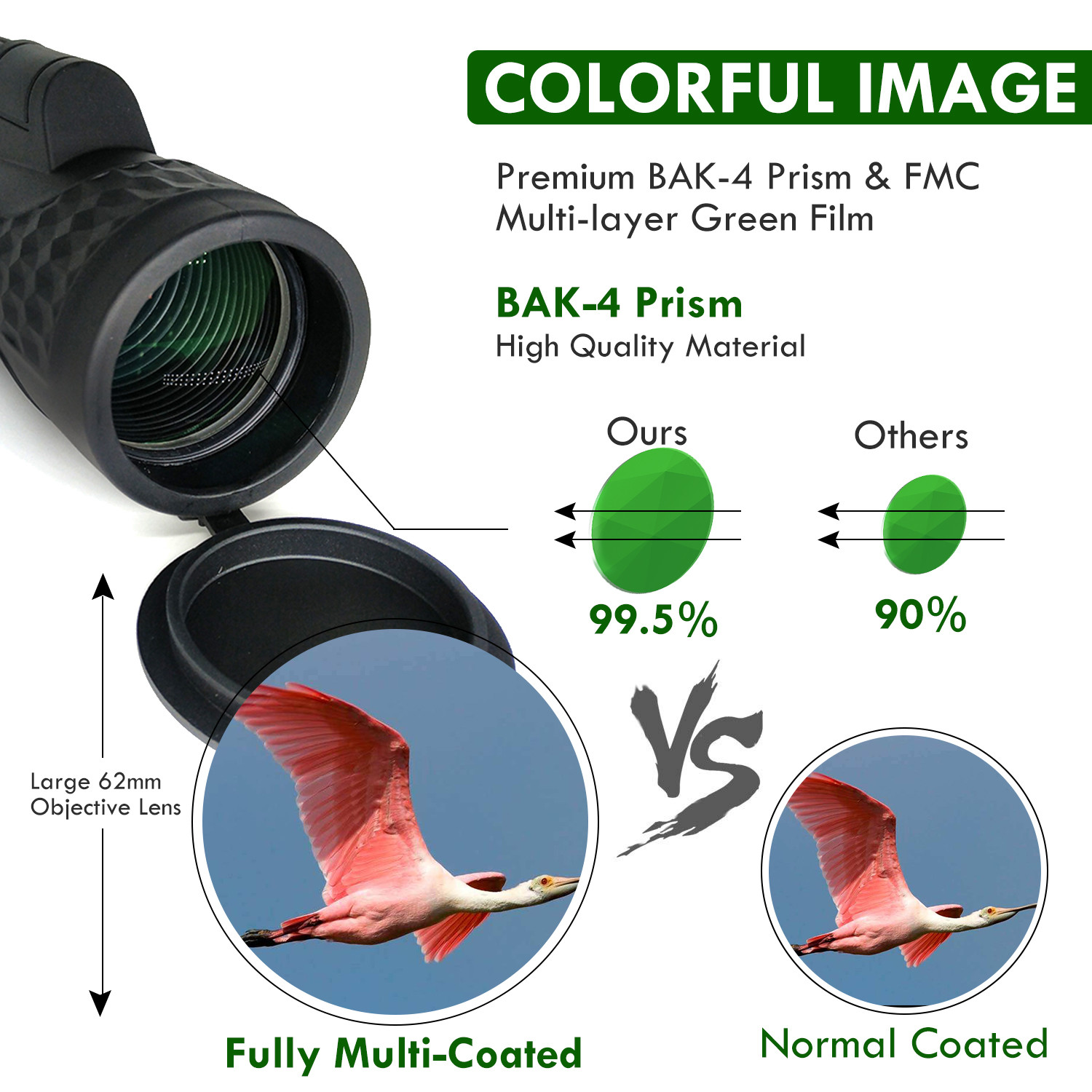 Smartphone 12x50 Fixed Focus Russian Monocular Telescope For Hunting