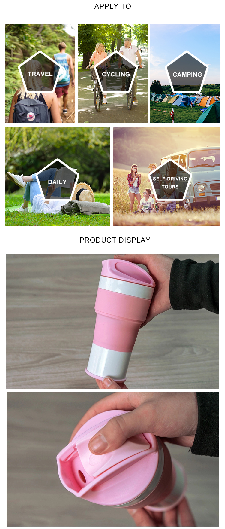 SGS Collapsible Silicone Coffee Cup 400ml For Camping