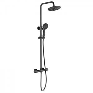 China Wall Mounted Exposed Valve Showers Matt Black Dual Control Exposed Mixer Shower on sale