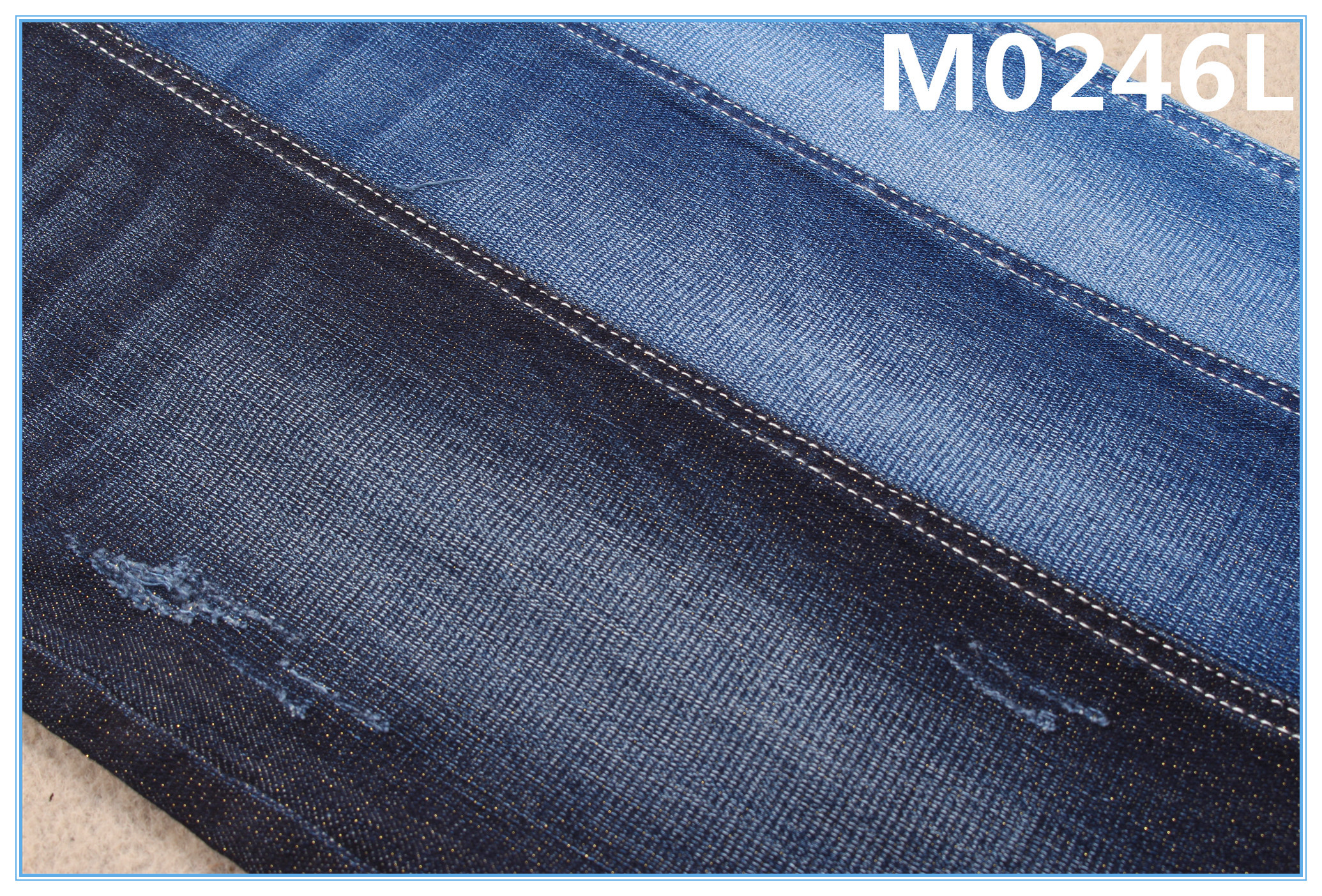 Golden Weft Yarn Warping Slub Denim Fabric Material Poly Cotton Spandex Fabric